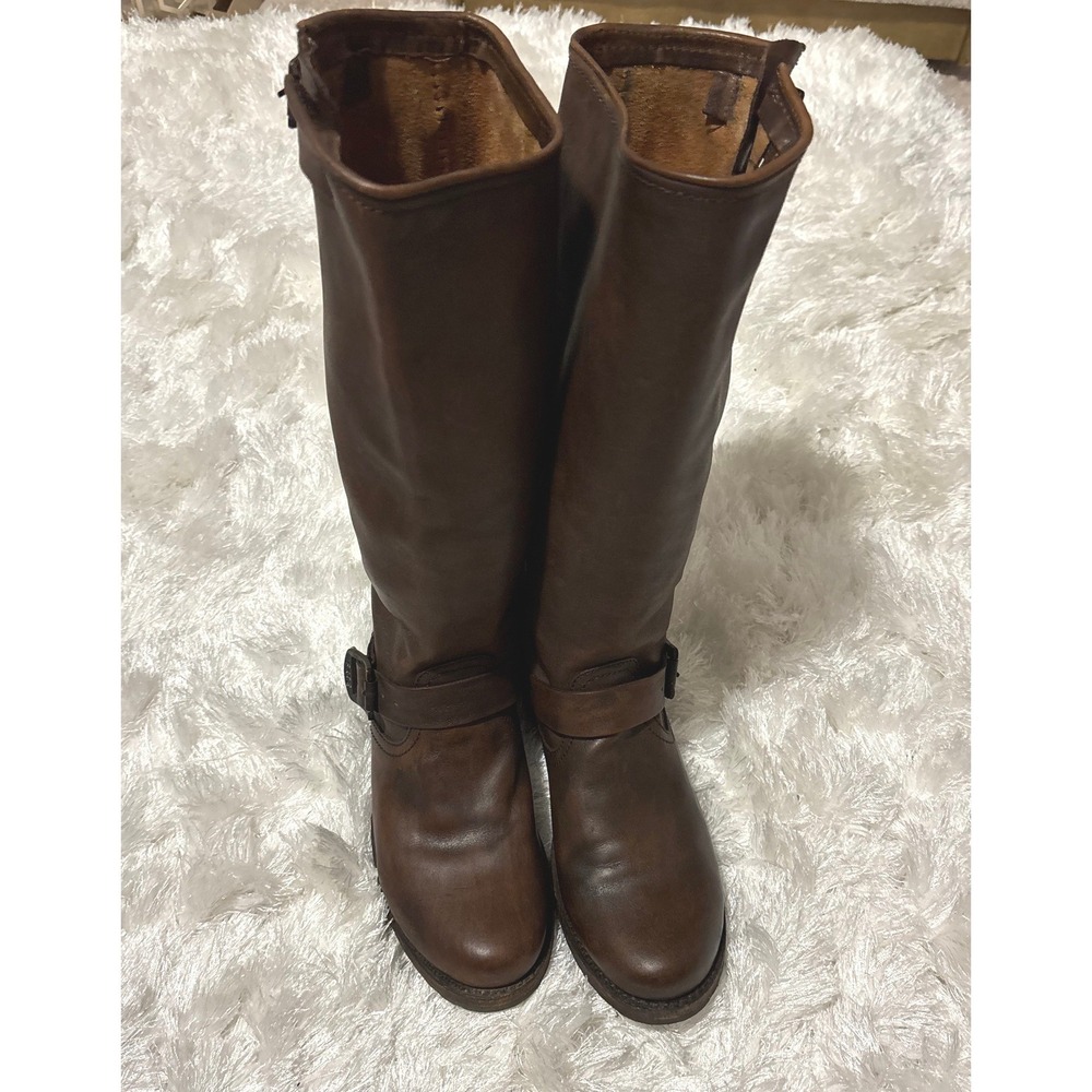 Frye Veronica Buckle Slouch Boots Dark Brown Leather 77609 Womens 9 B